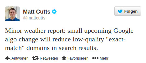 Matt Cutts Tweet