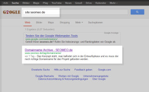 Erste Suchergebnis zu seomeo.de bei Google