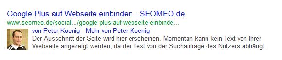 Ein Beispiel welche Auswirkung der Google Author Tag hat.