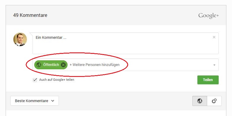 Google Plus Kommentarbox